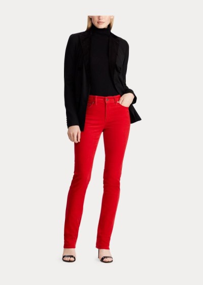 Pantalones Ralph Lauren Mujer Rojos - Premier Straight Corduroy - GAZKL1859